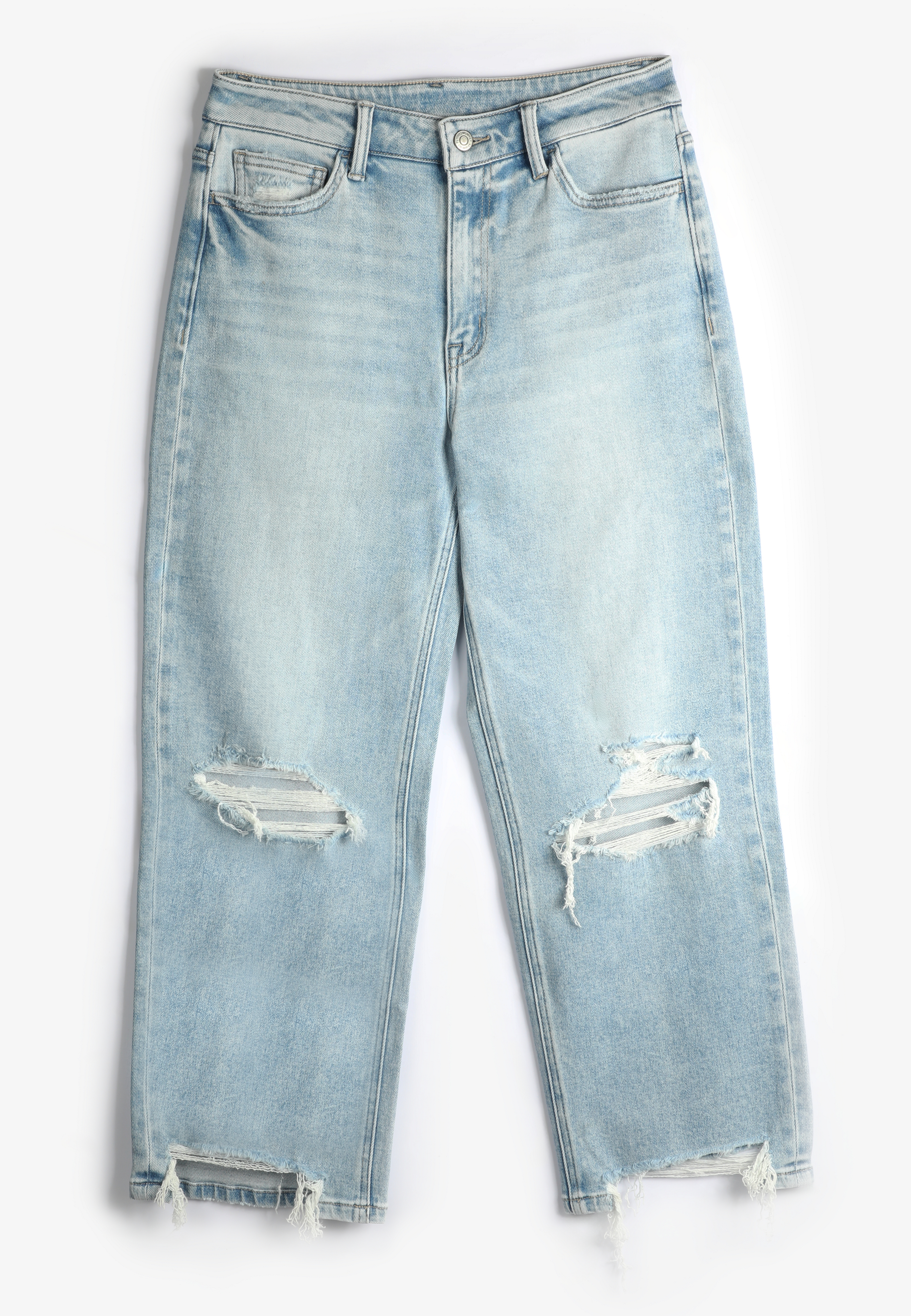 Flying Monkey™ High Rise Frayed Hem Ankle Straight Jean