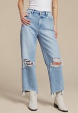 Flying Monkey&trade; High Rise Frayed Hem Ankle Straight Jean, LIGHT SANDBLAST, small