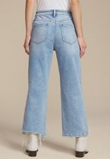 Flying Monkey&trade; High Rise Frayed Hem Ankle Straight Jean, LIGHT SANDBLAST, small