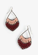 Pink And Burgundy Corded Teardrop Earrings, MULTI, small
