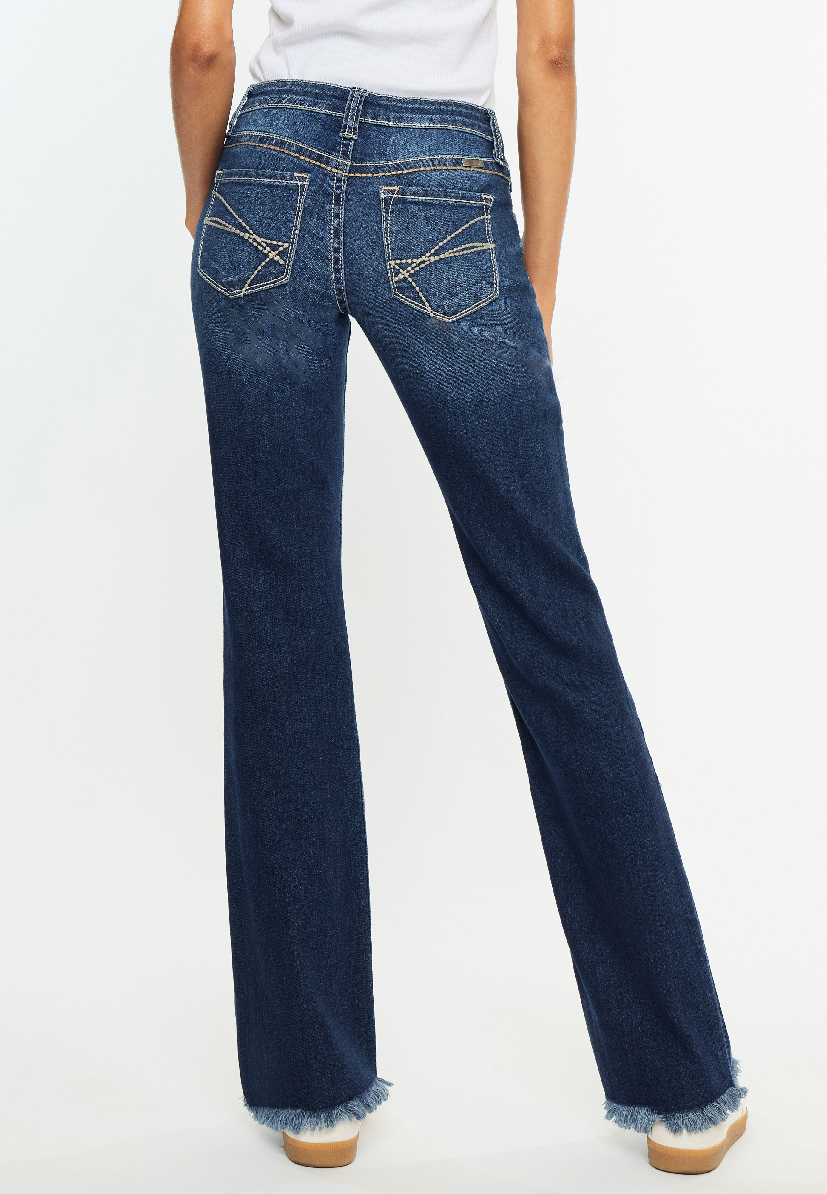 KanCan&trade; Curvy Mid Rise Frayed Hem Bootcut Jean, C258, large