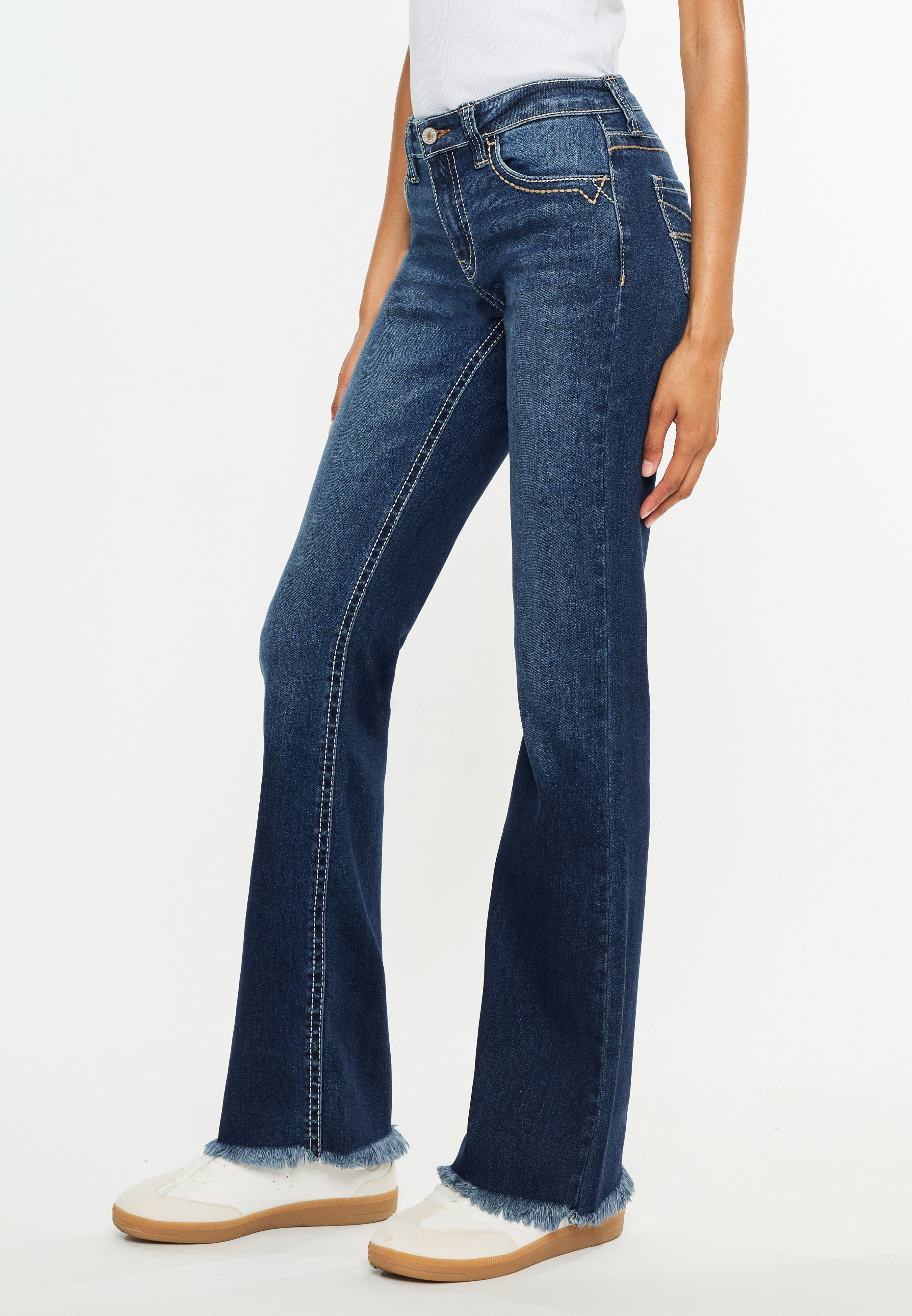 Kancan Jeans High Rise Frayed Jeans KanCan™ Curvy Mid Rise Frayed