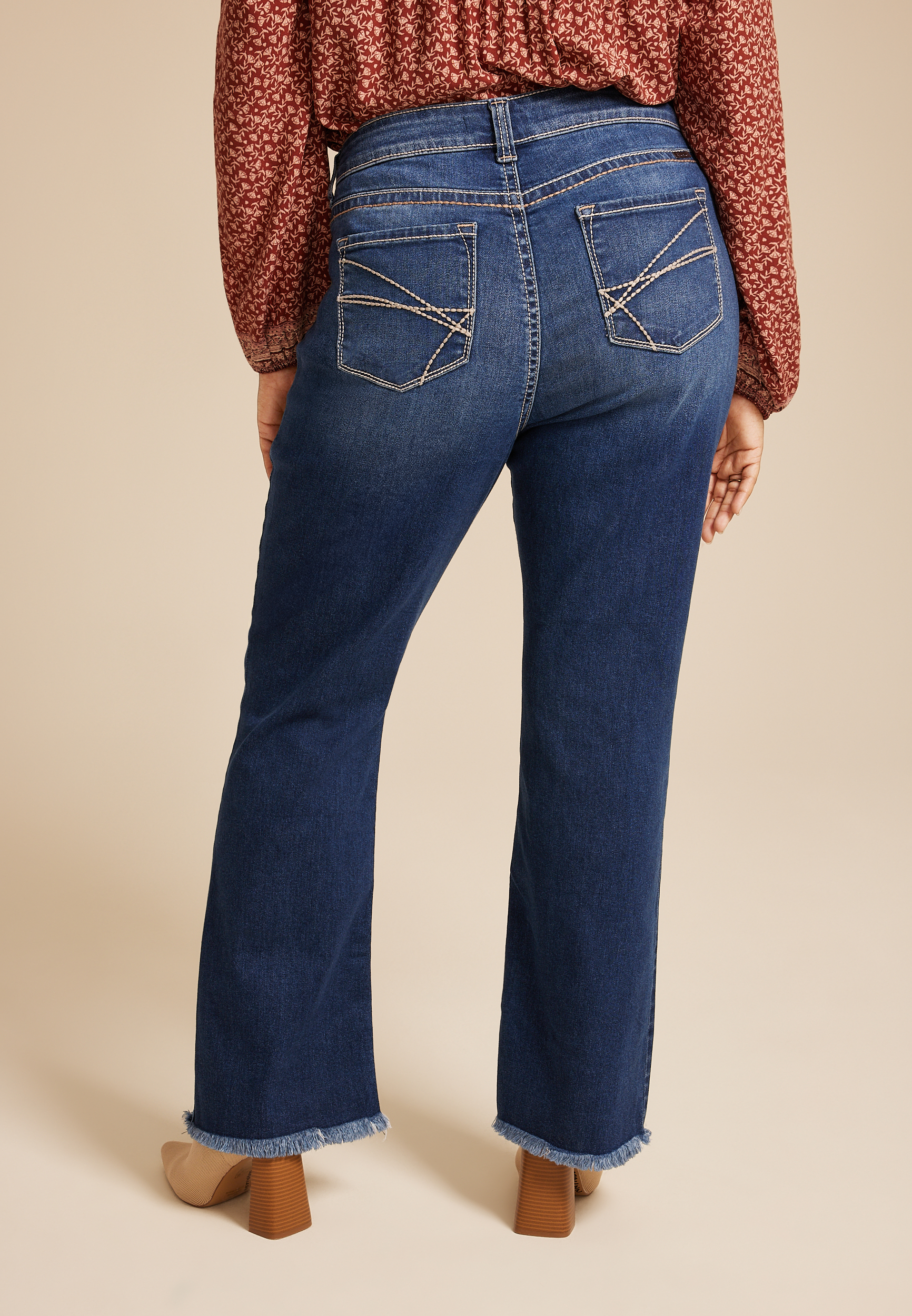 Plus Size KanCan&trade; Curvy Mid Rise Frayed Hem Bootcut Jean, C258, large