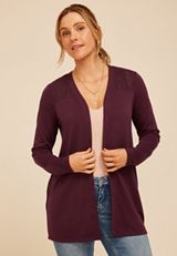 Purple Lace Open Front Cozy Cardigan, C9149, small