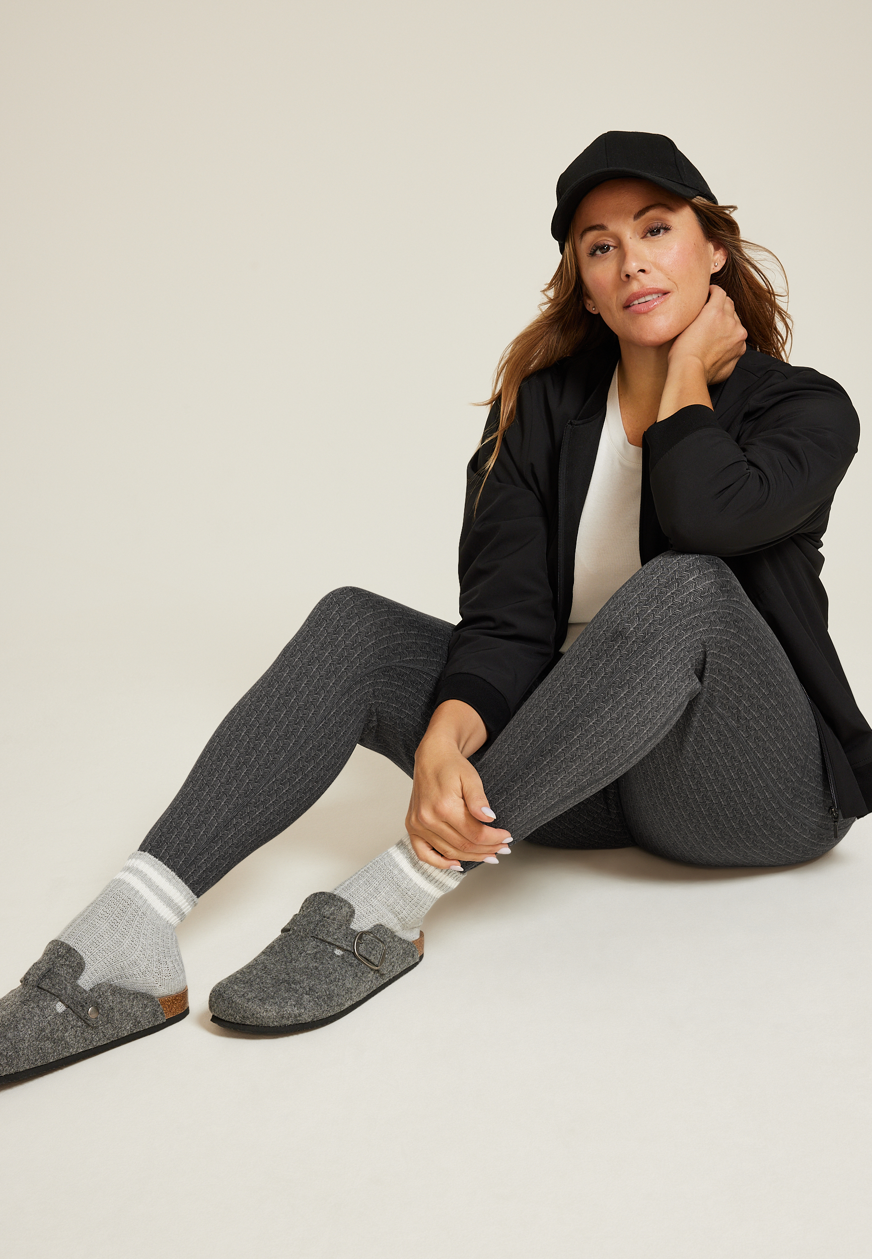Plus Herringbone High Rise Pocket Luxe Legging, GRAY COMBO, large