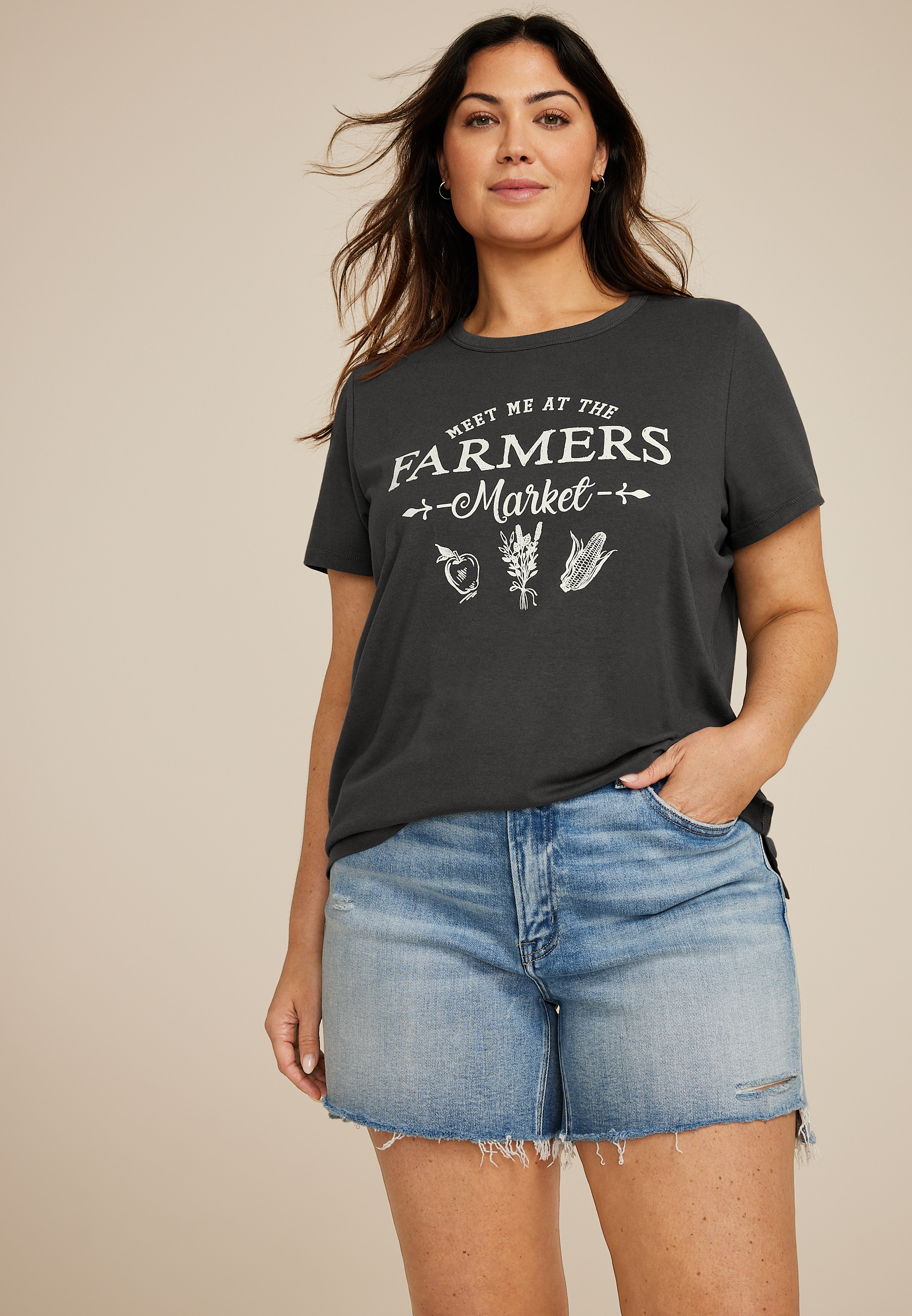 Plus Size Farmers Market Classic Fit Graphic Tee