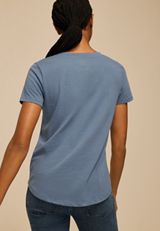 Floral Embroidered Blessed Mama Classic Fit Graphic Tee, DUSK SKY, small