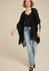 Black Sheer Crinkle Kimono, C106, small