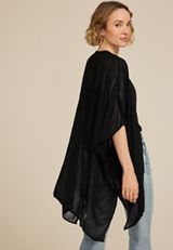 Black Sheer Crinkle Kimono, C106, small