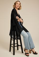 Black Sheer Crinkle Kimono, C106, small