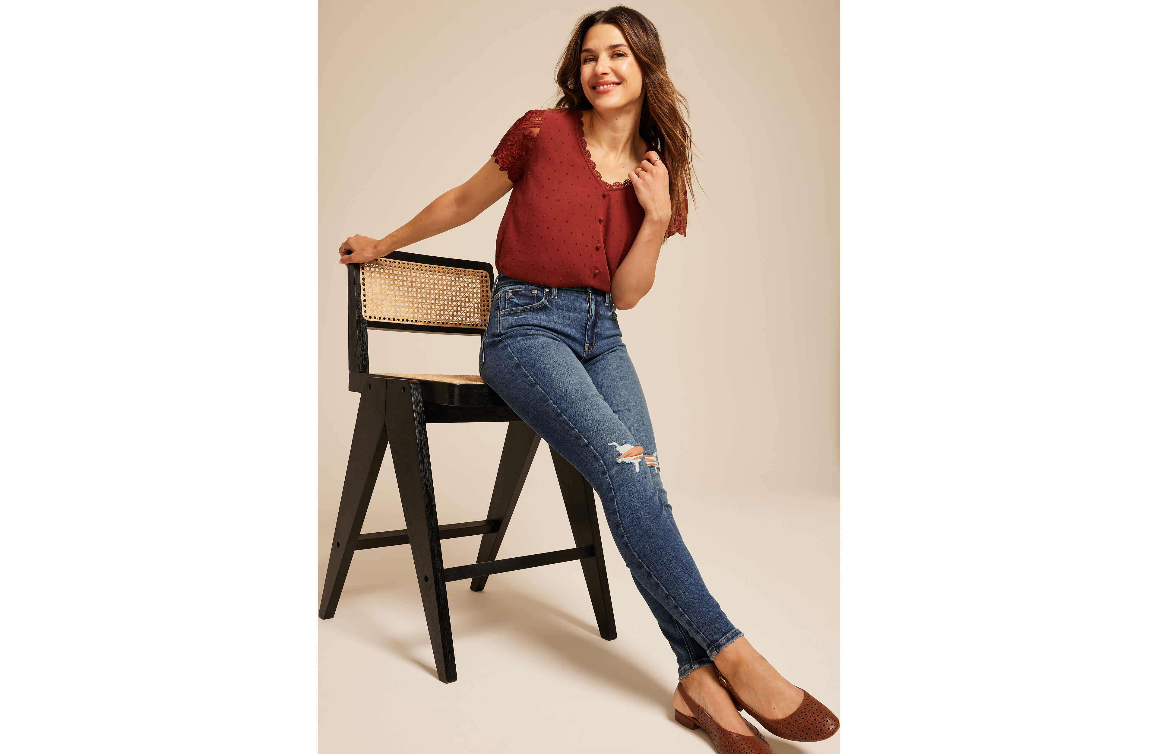 edgely™ Dark High Rise Ripped Cheeky Super Skinny Jean