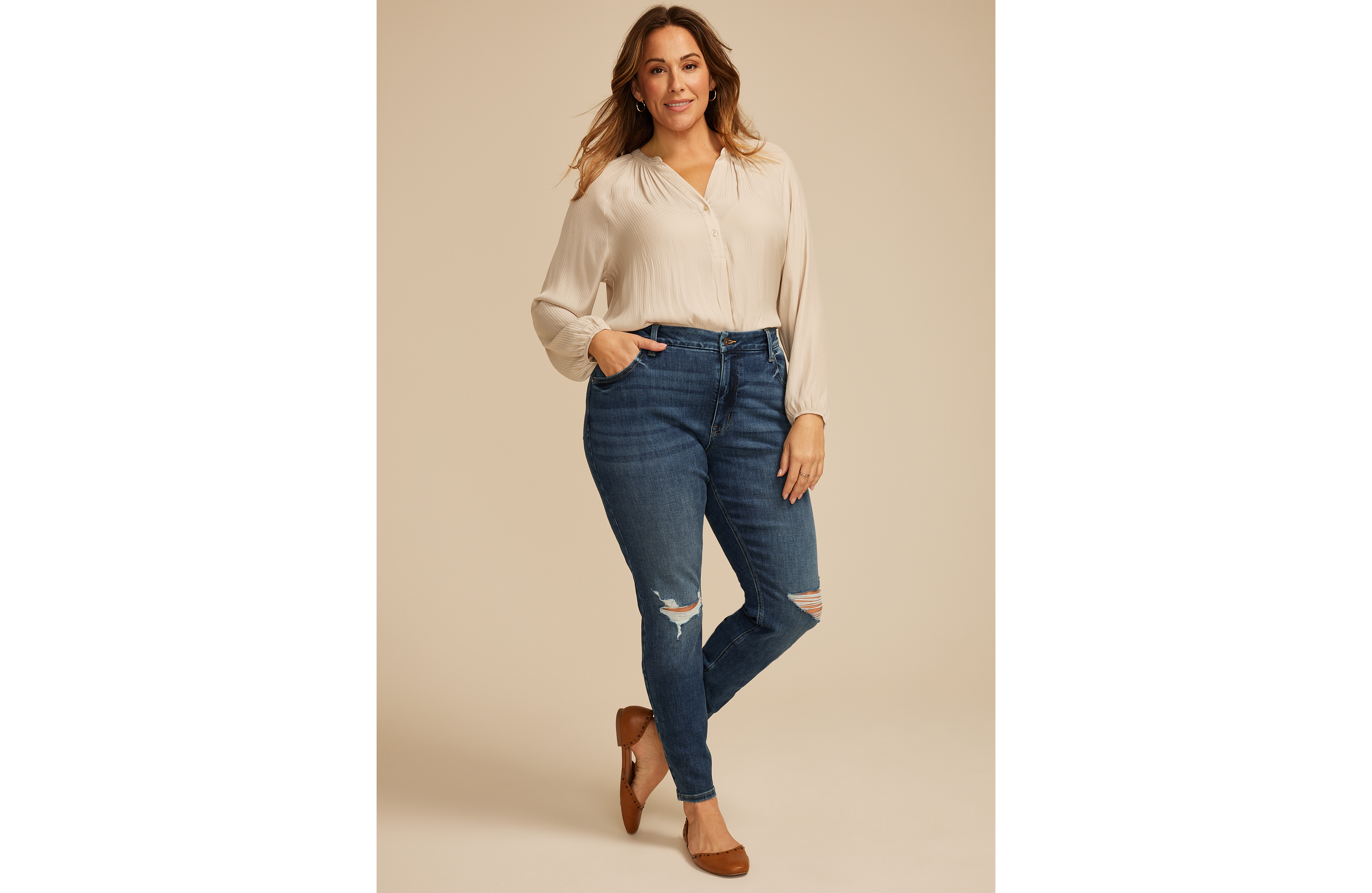 Plus edgely™ Dark High Rise Ripped Cheeky Super Skinny Jean