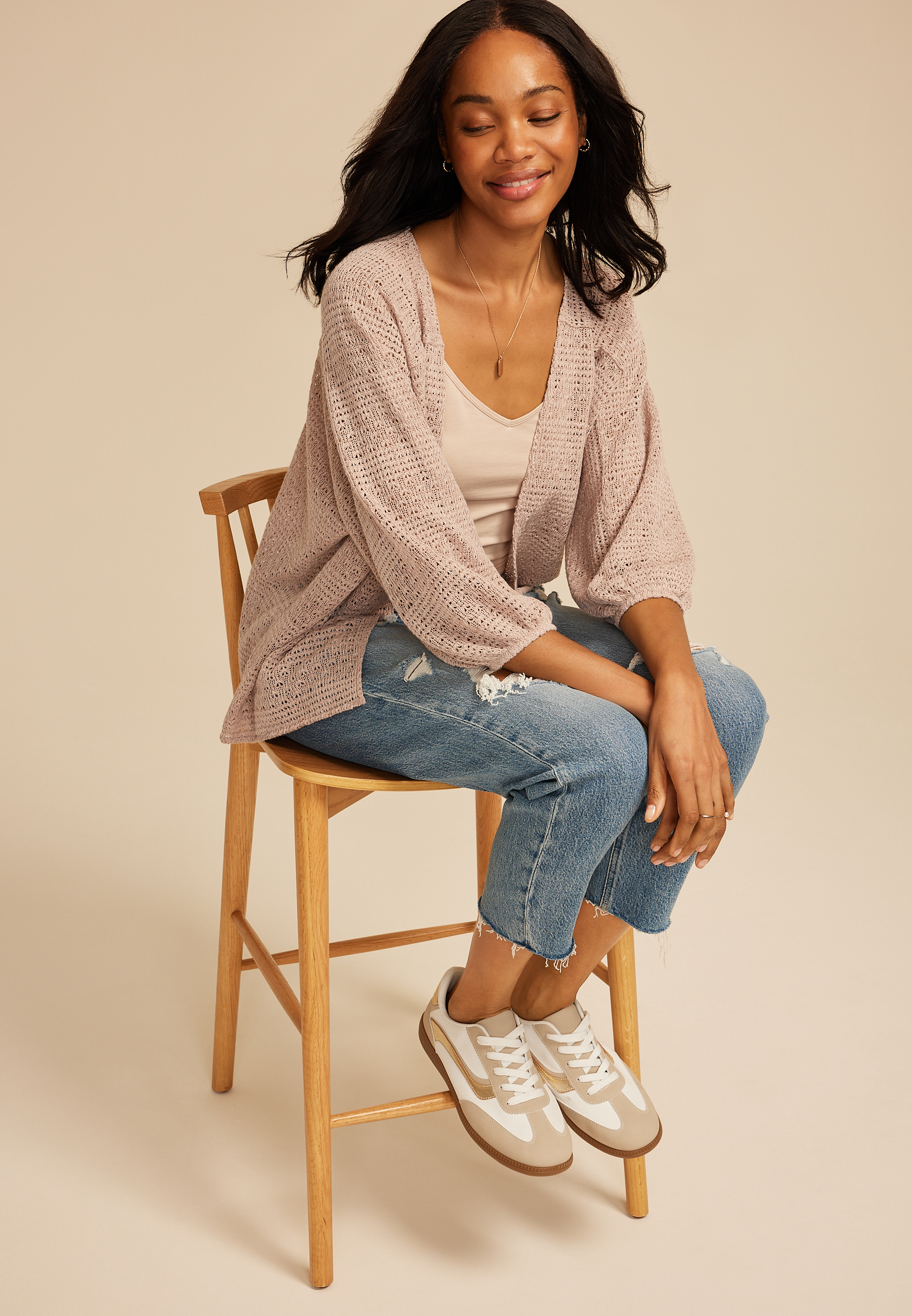 Crochet Blouson Sleeve Kimono, C5341, large