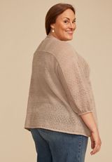Plus Size Crochet Blouson Sleeve Kimono, C5341, small