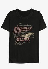 Nashville Home Of The Original Blues Oversized Fit Graphic Tee, C106, small