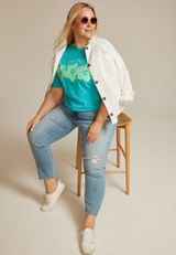Plus Size Hibiscus Enjoy Today Relaxed Fit Graphic Tee, C3453, small