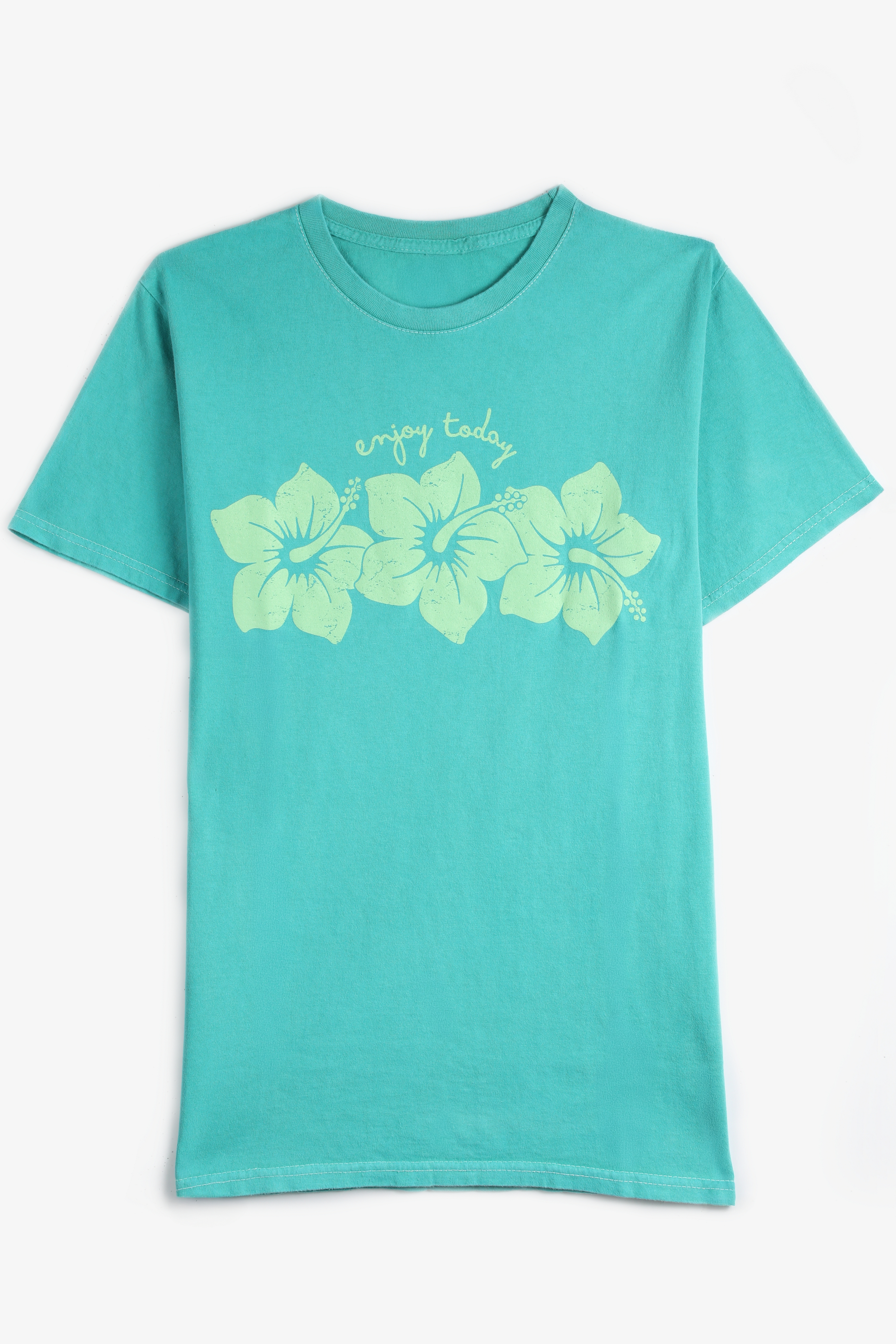Plus Size Hibiscus Enjoy Today Relaxed Fit Graphic Tee, C3453, large