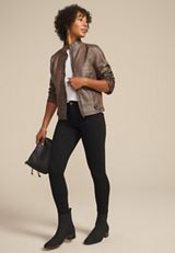 Faux Leather Biker Jacket, C5161, small
