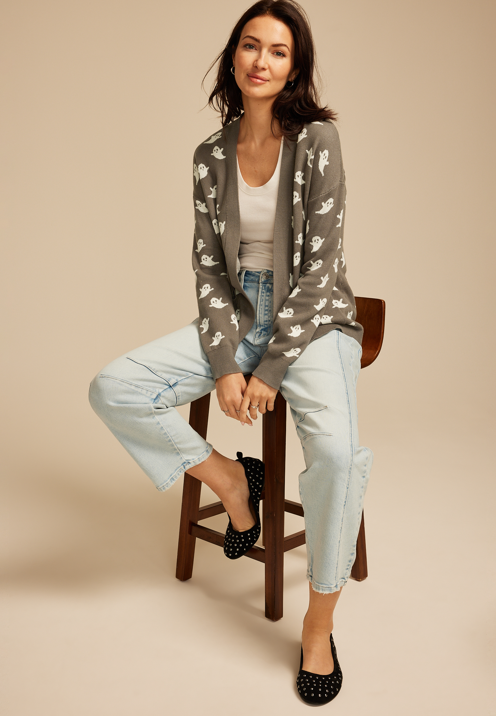 Halloween Ghost Open Front Cardigan, C5561, large