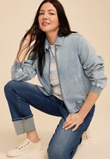 Light Denim Bomber Jacket, C2806, small
