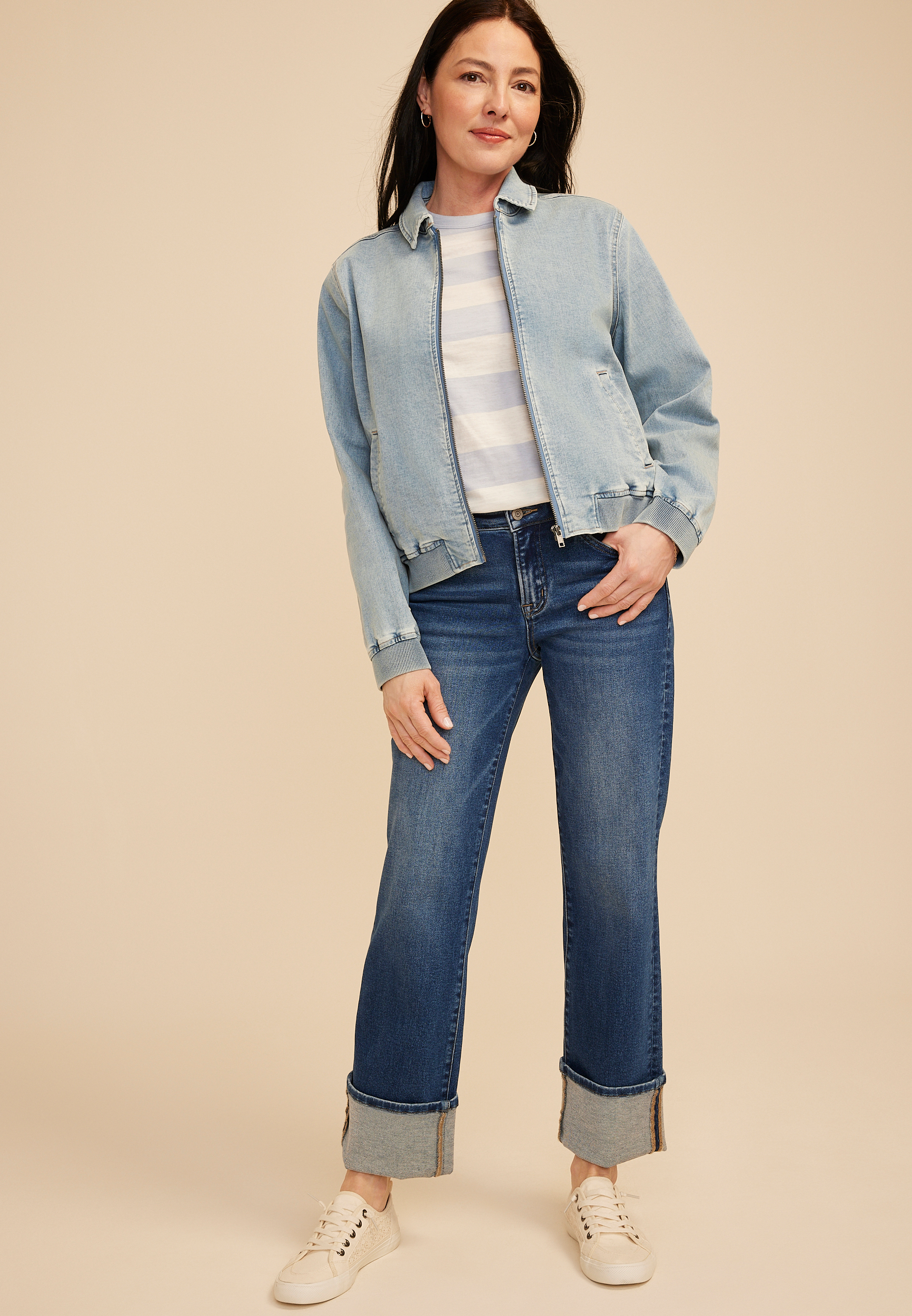 Light Denim Bomber Jacket, C2806, large