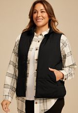 Plus Size Lightweight Quilted Vest, BLACK, small