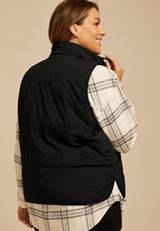 Plus Size Lightweight Quilted Vest, BLACK, small