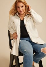 Plus Size Whipstitch Shacket, C6007, small