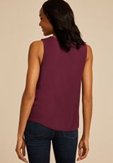 Lace Trim V Neck Tank Top, FIG, small