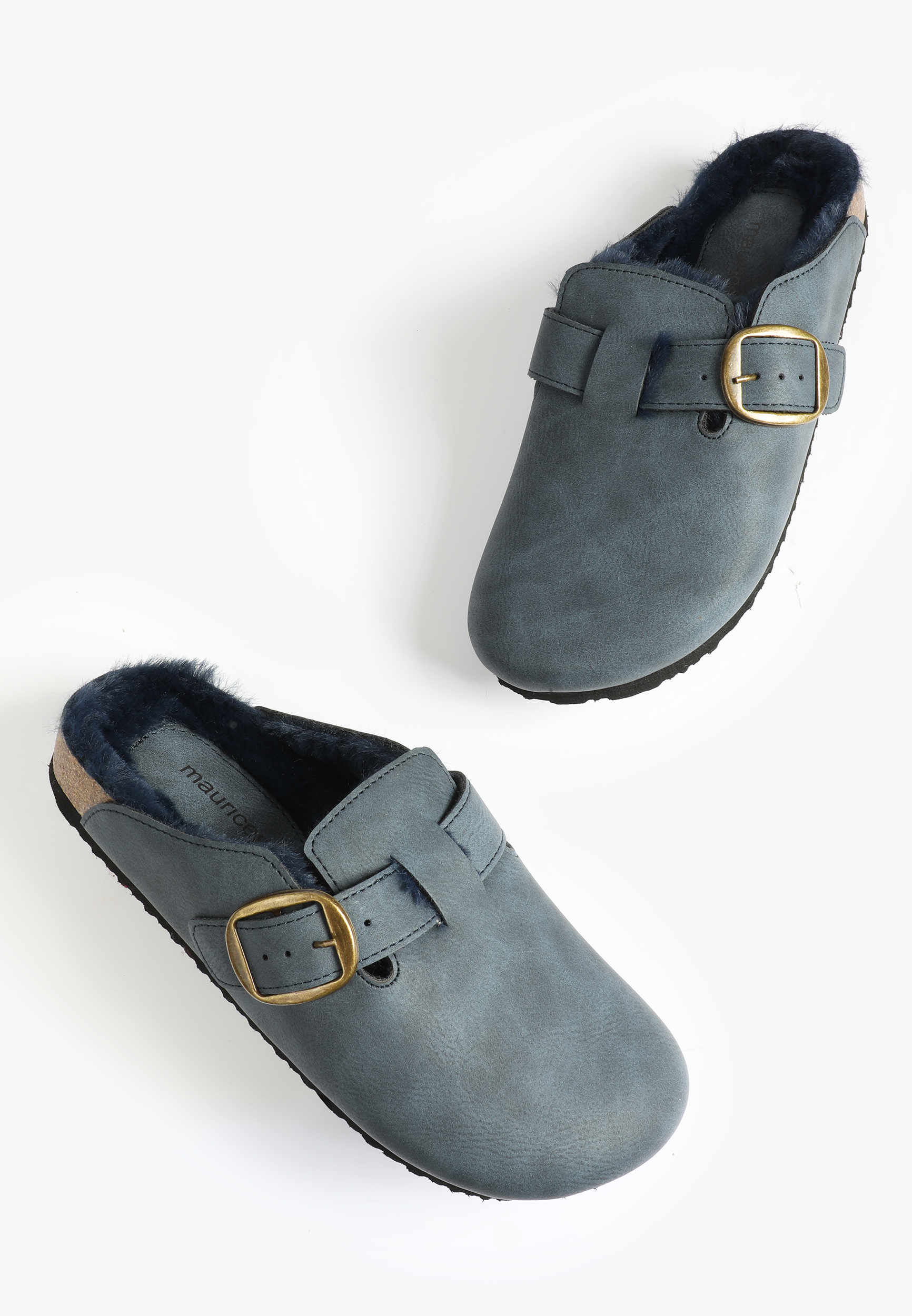 SuperCush Chloe Faux Fur Lined Footbed Clog, NAVY, large