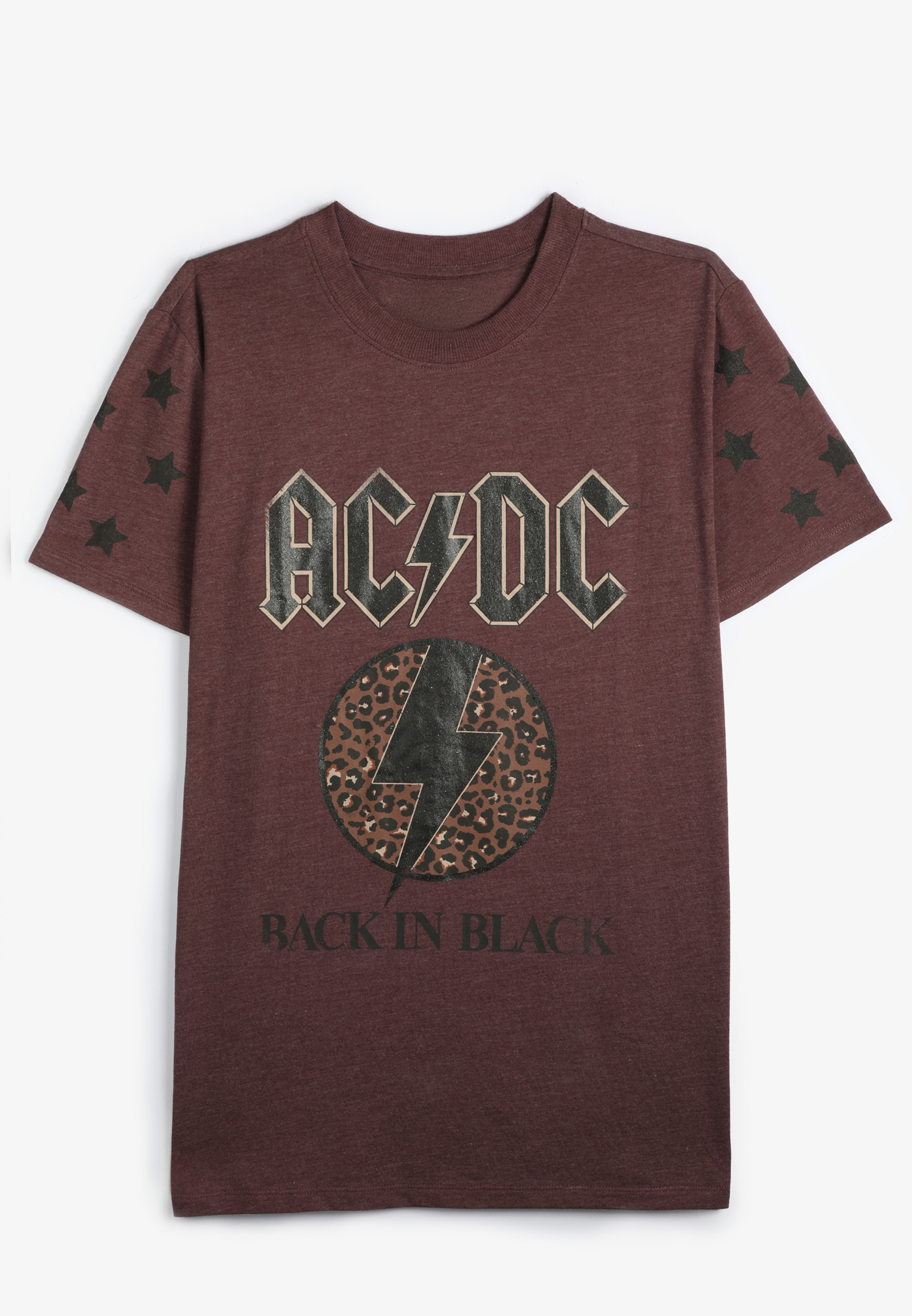 ACDC Back in Black Leopard Print Oversized Fit Graphic Tee | maurices