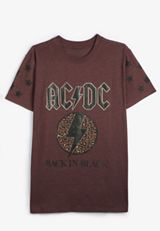 ACDC Back in Black Leopard Print Oversized Fit Graphic Tee, C830, small