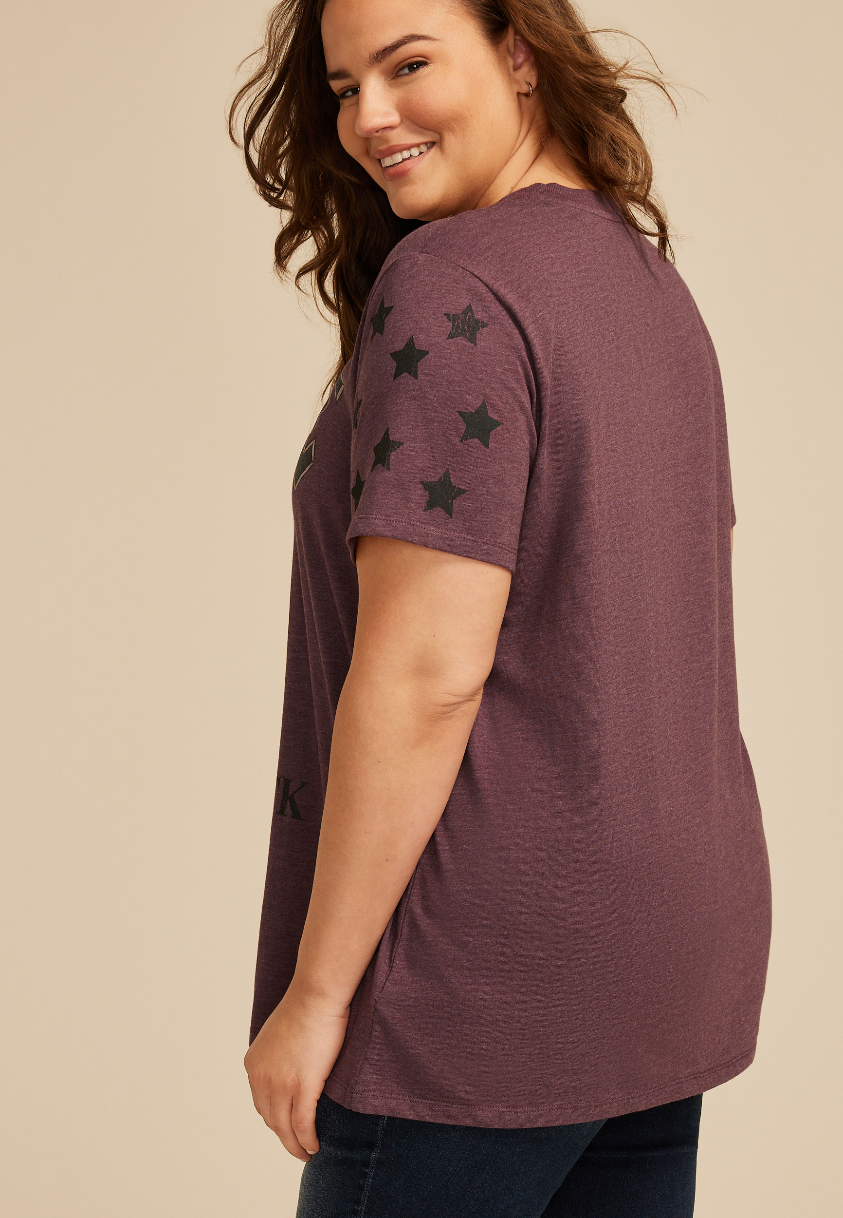 Plus Size ACDC Back in Black Leopard Print Oversized Fit Graphic Tee, BURGUNDY, large
