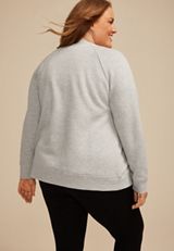 Plus Size French Terry Button Front Cardigan, , small
