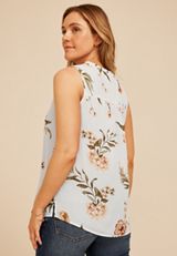 Floral Smocked Shoulder Tank Top, WHITE COMBO, small