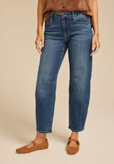 Dark Mid Rise Barrel Jean, C258, small