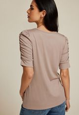 Ruched Puff Sleeve Top, C155, small