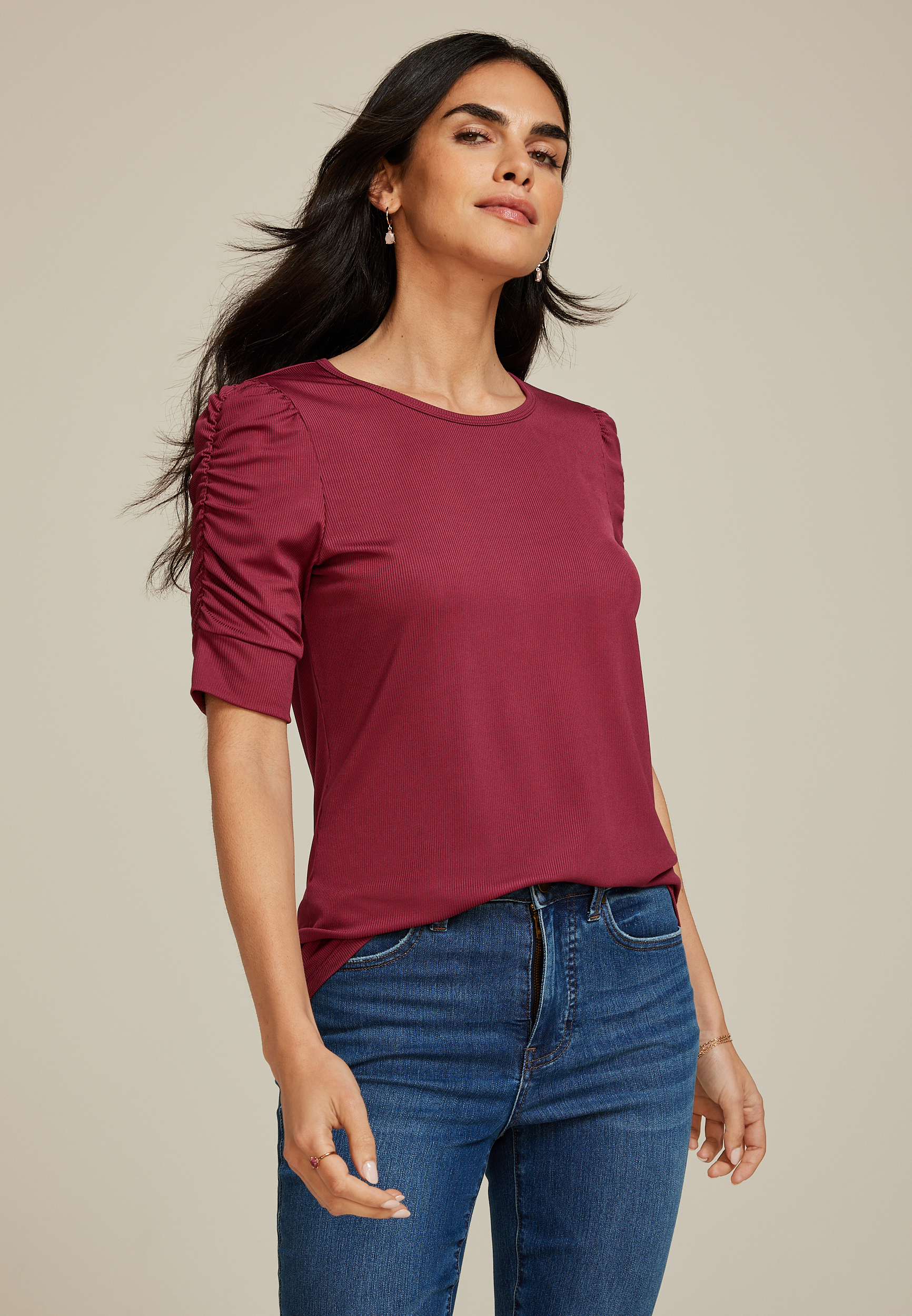Ruched Puff Sleeve Top