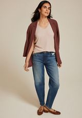 Ruffle Trim V Neck Tank Top, CAMEL, small