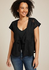 Open Stitch Front Tie Cardigan