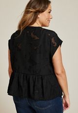 Plus Size Studio Y Jacquard Front Tie Peplum Cardigan, C106, small