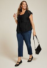 Plus Size Studio Y Jacquard Front Tie Peplum Cardigan, C106, small