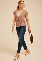 Studio Y Front Tie Peplum Cardigan, C211, small