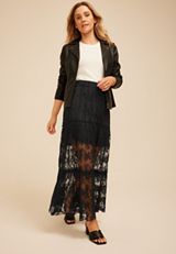 Studio Y Black Floral Lace Maxi Skirt, BLACK, small