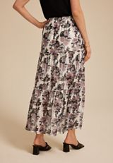 Studio Y Abstract Floral Mesh Tiered Maxi Skirt, MULTI, small