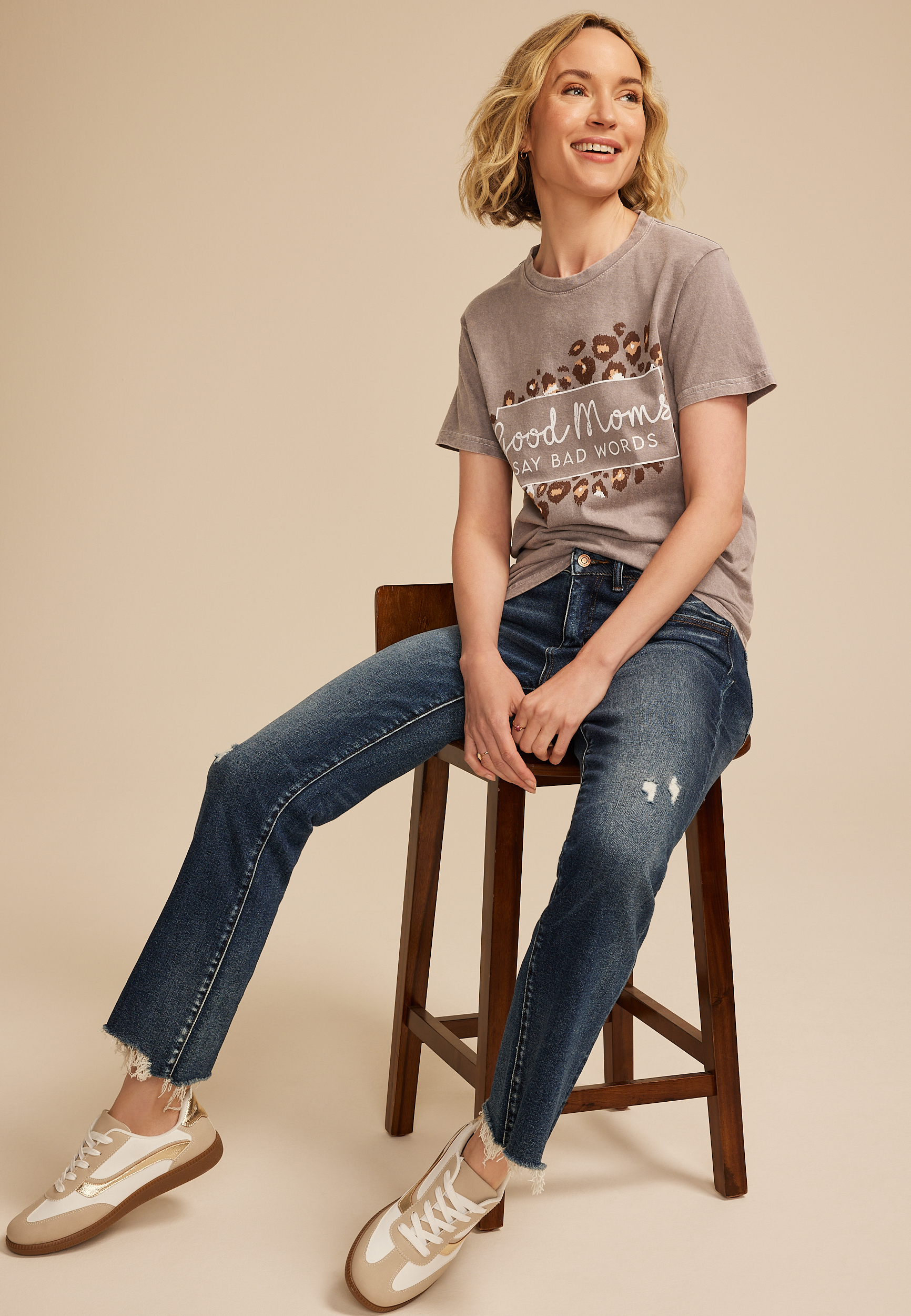 Good Moms Say Bad Words Relaxed Graphic Tee, , large