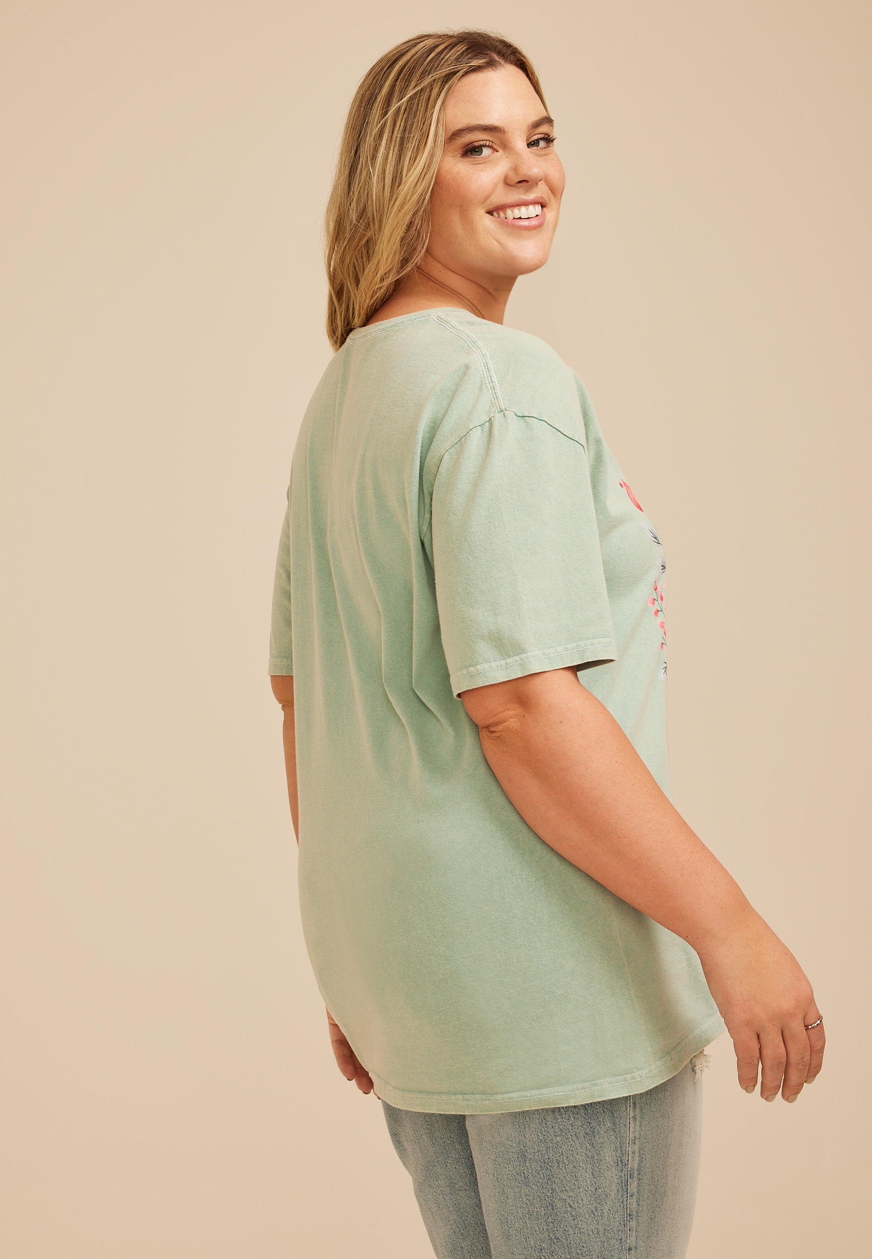 Plus Size Grow In Grace Relaxed Graphic Tee, GRANITE GREEN, large