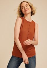 Ribbed Button Front Tank Top, C1018, small