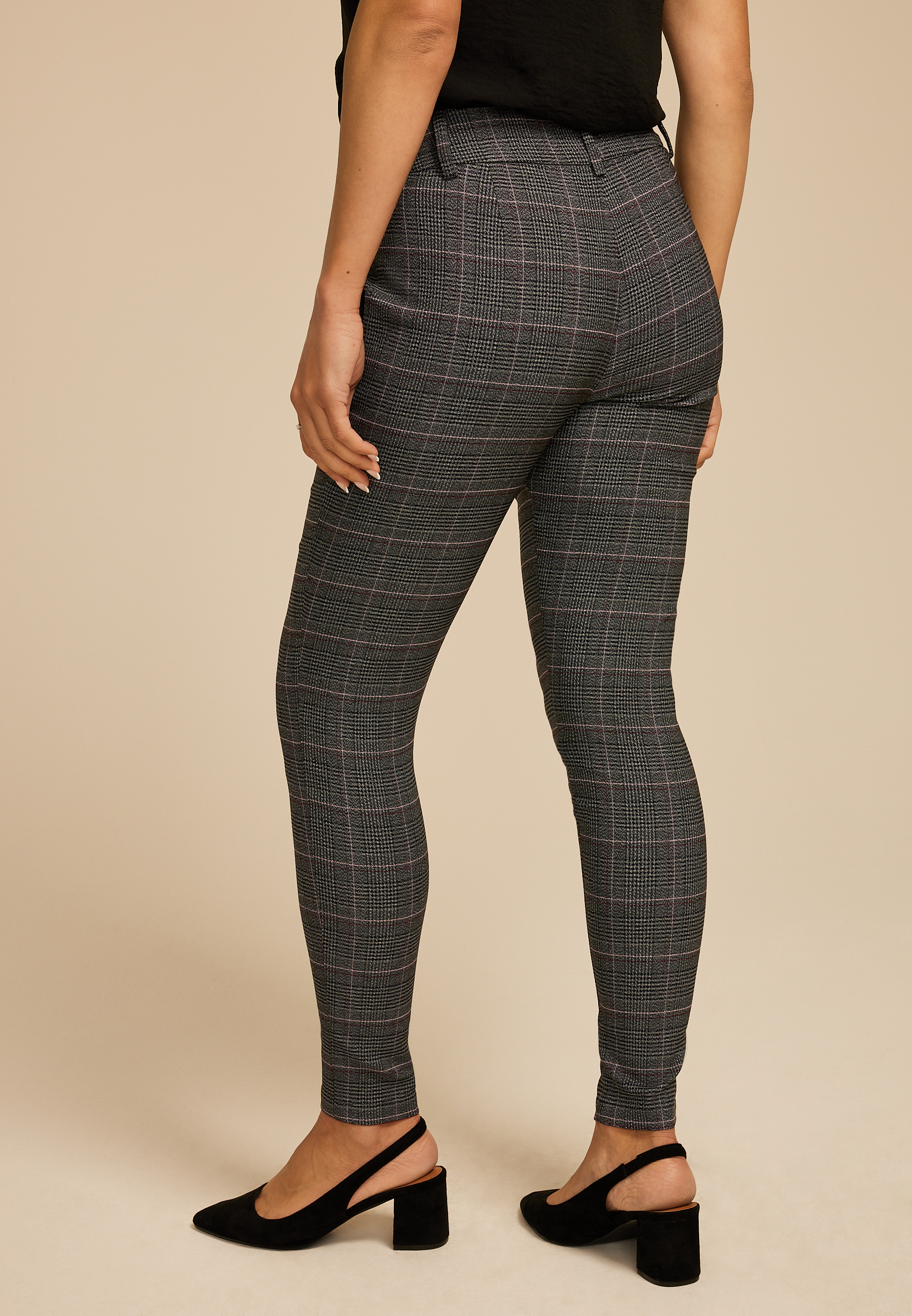 Plaid Bengaline Mid Rise Skinny Pant, C1755, large