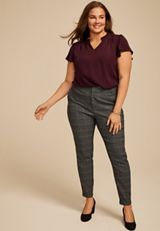 Plus Size Plaid Bengaline Mid Rise Skinny Pant, C1755, small